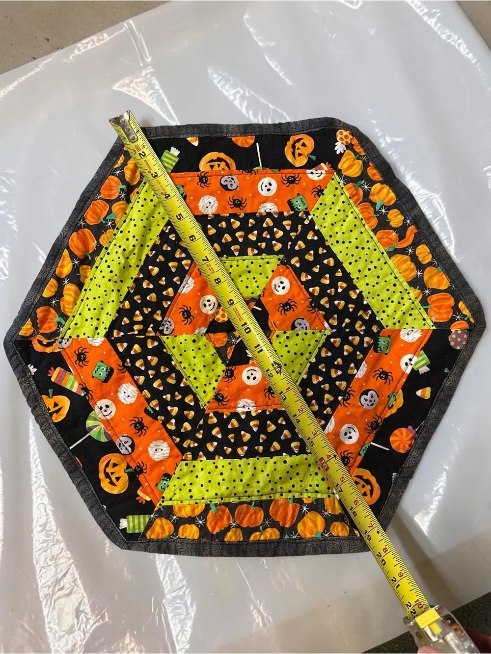 Set of 2 Handmade Quilted Table Toppers Fall Halloween Patchwork Mats